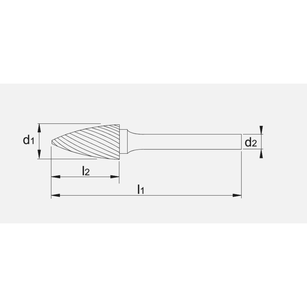 Phantom hardmetaal Stiftfrees model G, boomvorm spits, schacht 8 mm