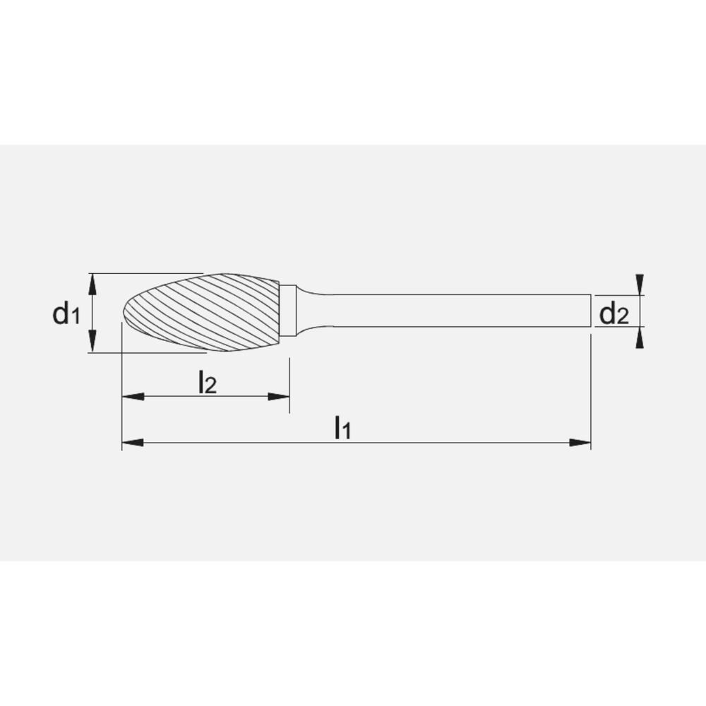 Phantom hardmetaal Stiftfrees model H, vlamvorm, schacht 6 mm