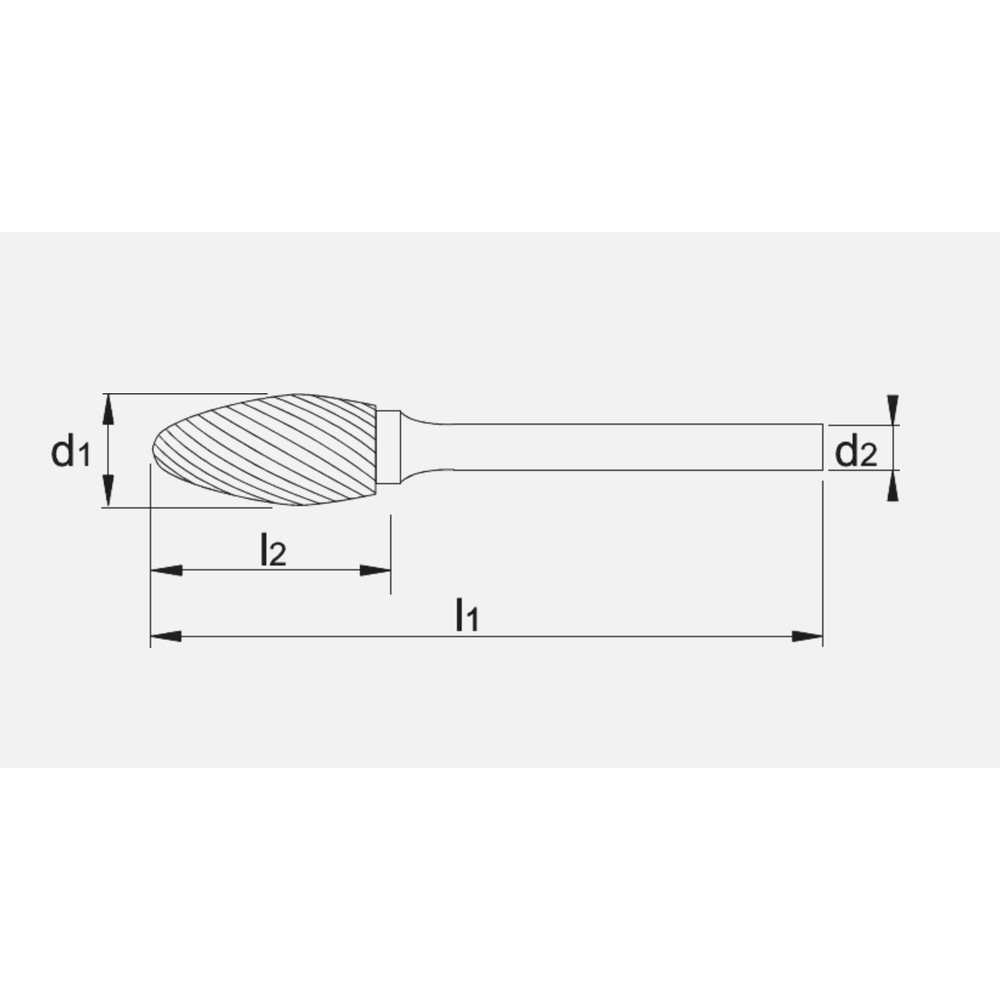Phantom hardmetaal Stiftfrees model H, vlamvorm, schacht 8 mm
