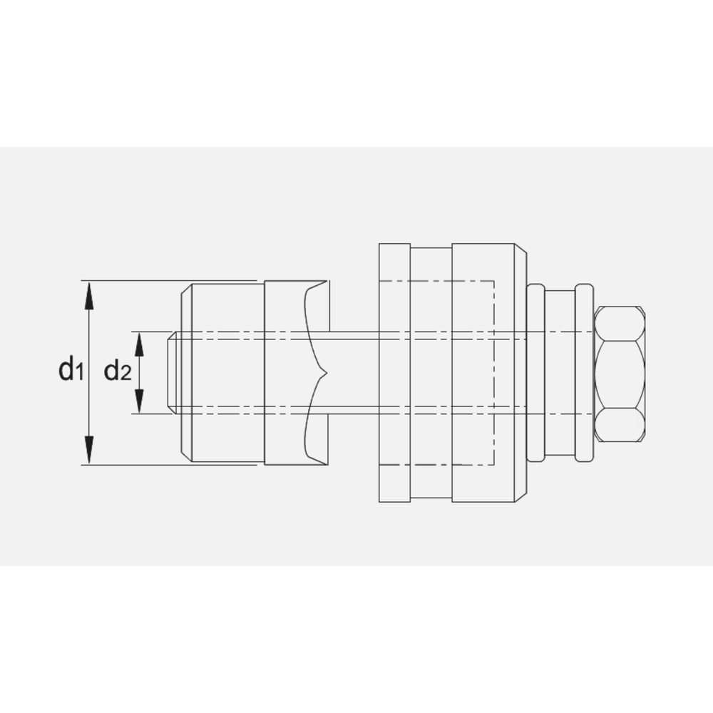 Phantom Gatenpons met 3-voudig splijtstempel, voor hand- en hydraulisch gebruik, incl. bout en lager