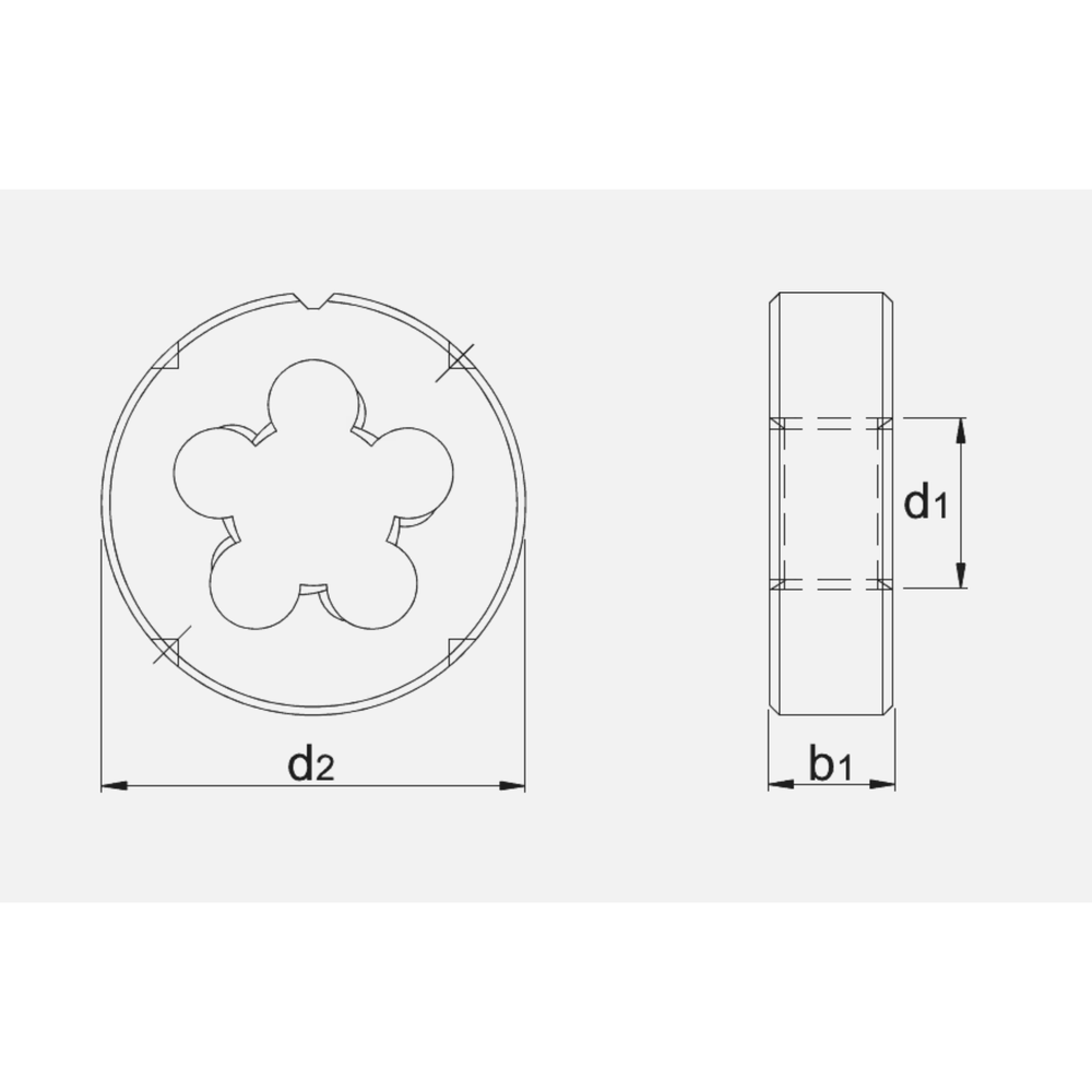 Phantom HSS Ronde Snijplaat DIN EN 22568 Metrisch, schilaansnijding, gelept, Messing