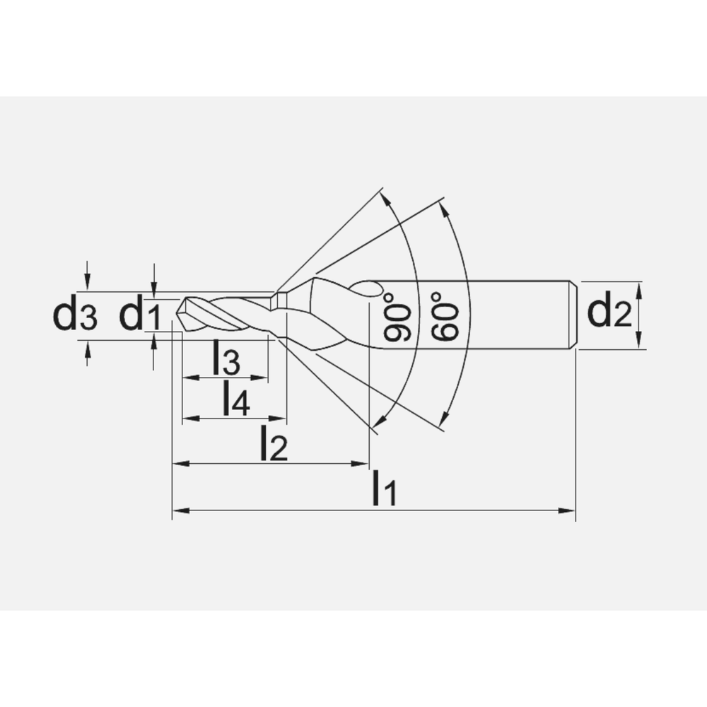Phantom HSS-E Centerboor DIN 332-D voor tapgaten, 60°