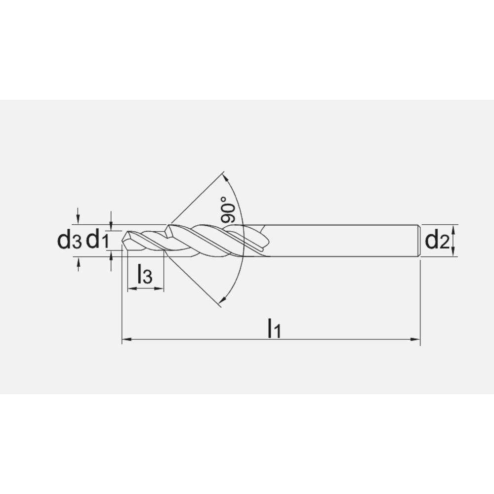Phantom HSS-E Meerfasenboor fijnpassing, AlCrN-X, lang, 90°