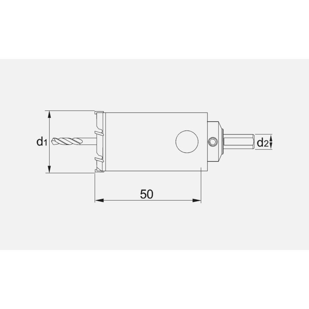 Phantom HM-tip Gatfrees lange diepgat uitvoering 50 mm, materiaaldikte <12 mm