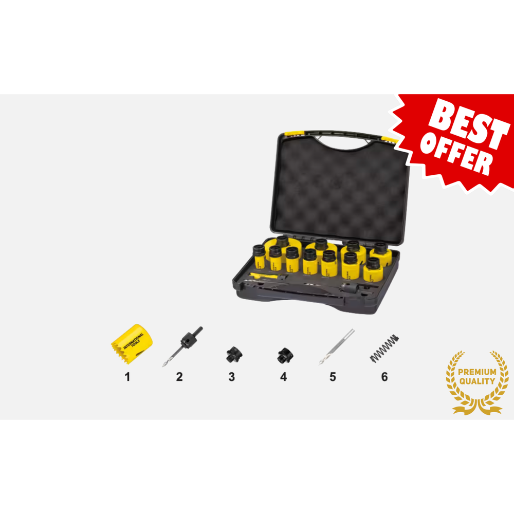 International Tools ECO PRO HSS-Co 8% Bi-Metaal Set Gatzagen 61.090, met Universele Quick-Change houder en adapters