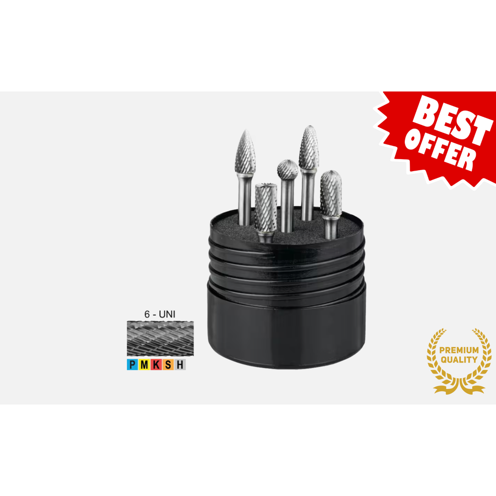 International Tools ECO PRO hardmetaal Set Stiftfrezen Form B‚ C‚ D‚ F‚ G 6-UNI Ø10