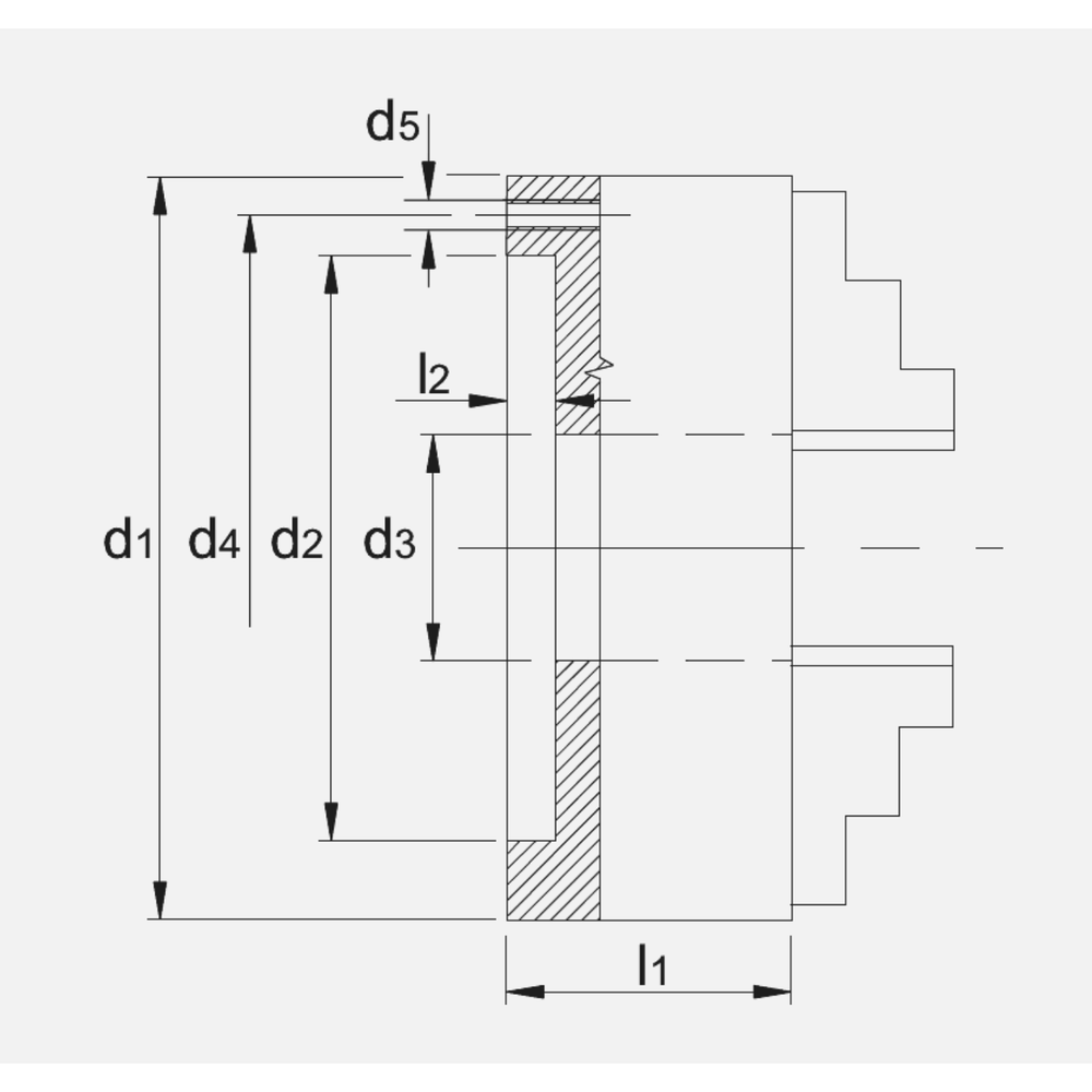 Bison DIN 6350 Zelfcentrerende Drie-Klauwplaat, staal, type 3504