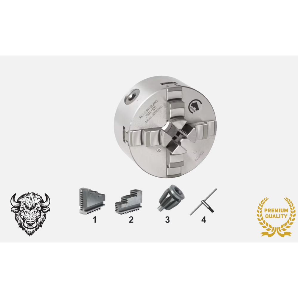 Bison DIN 6350 Zelfcentrerende Vier-Klauwplaat, gietijzer, type 3604