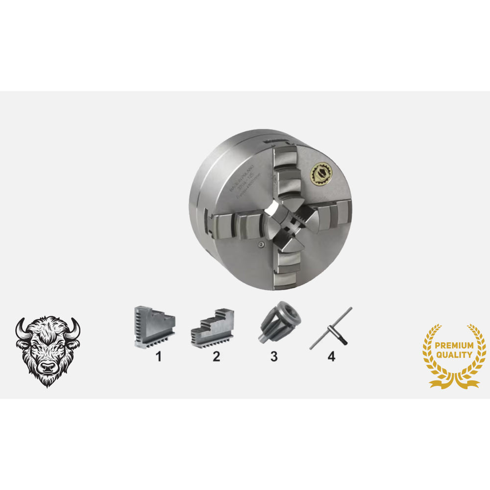 Bison DIN 6350 Zelfcentrerende Vier-Klauwplaat, staal, type 3704