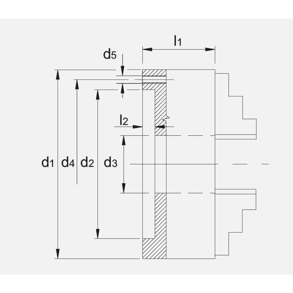 Bison DIN 6350 Zelfcentrerende Vier-Klauwplaat, staal, type 3704