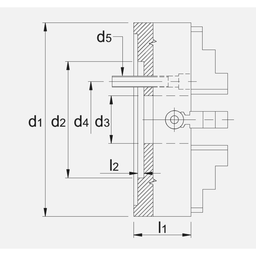 Bison Onafhankelijke Vier-Klauwplaat, diam. 100-160 mm staal type 4306, vanaf diam. 200 mm gietijzer type 4304