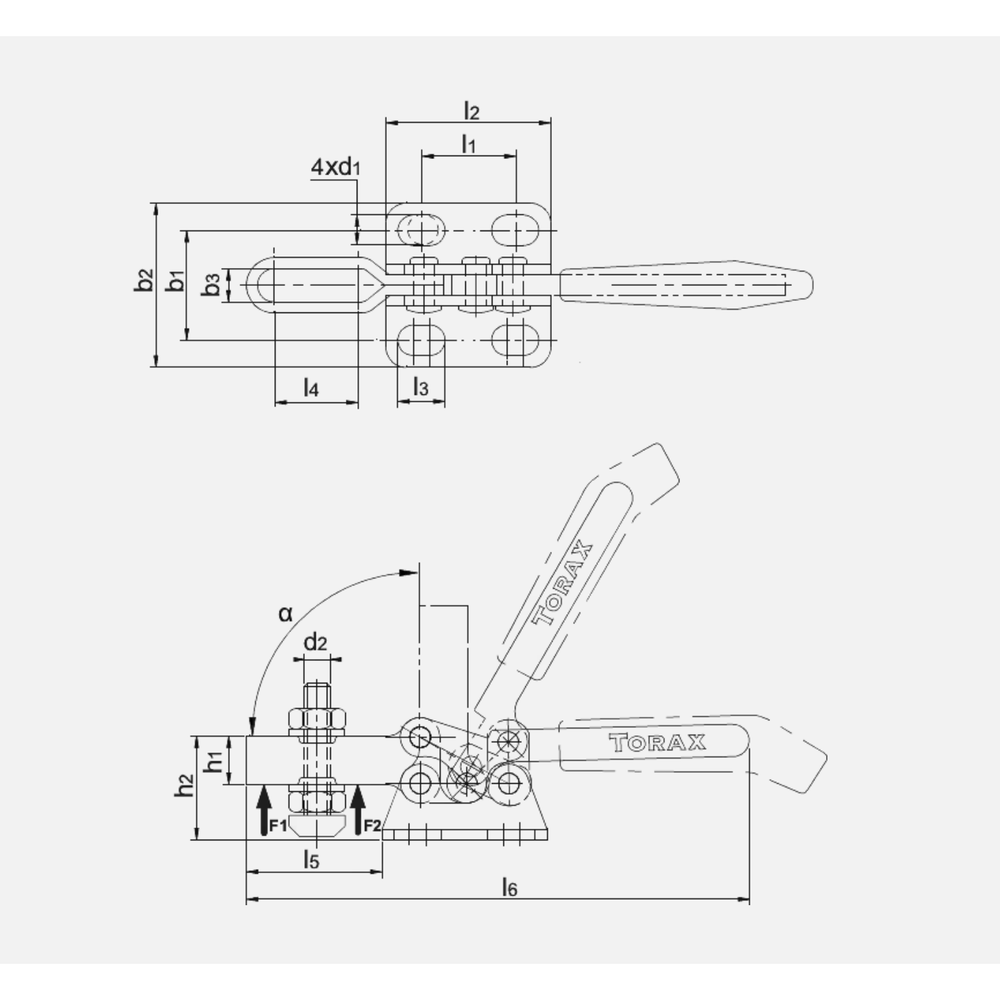 Torax Horizontale Snelspanklem, met horizontale voet