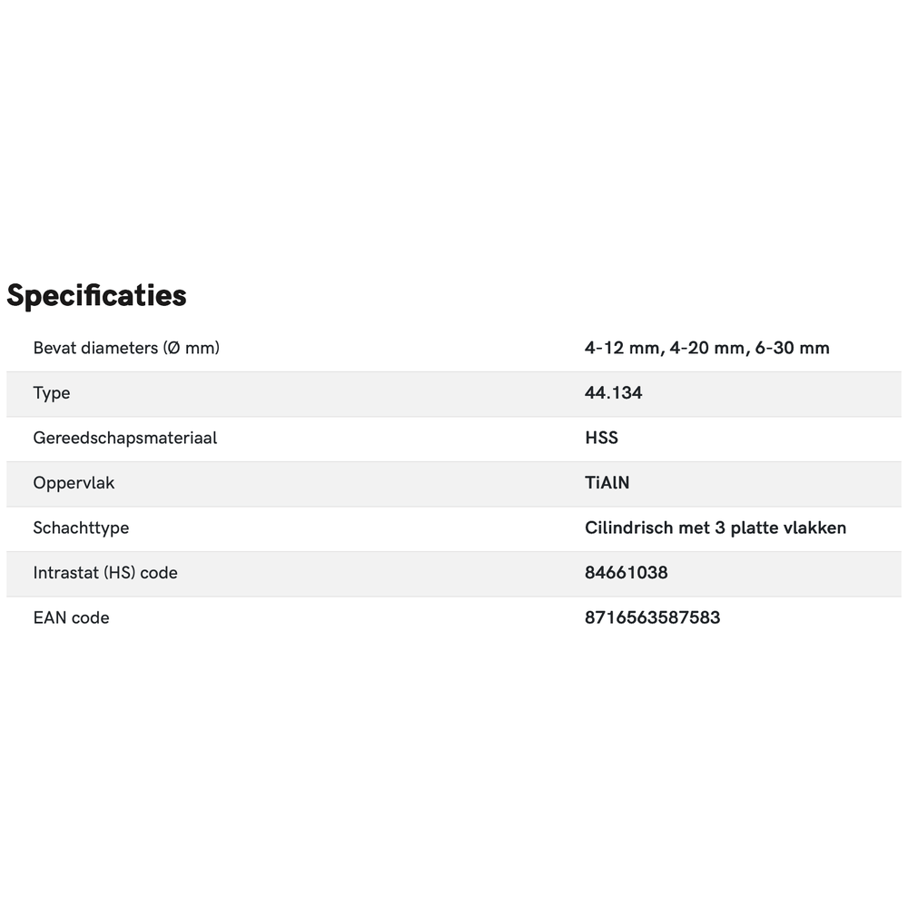 Phantom HSS Set Getrapte Plaatboren gespiraliseerd‚ 44.134‚ TiAlN 4-30 mm