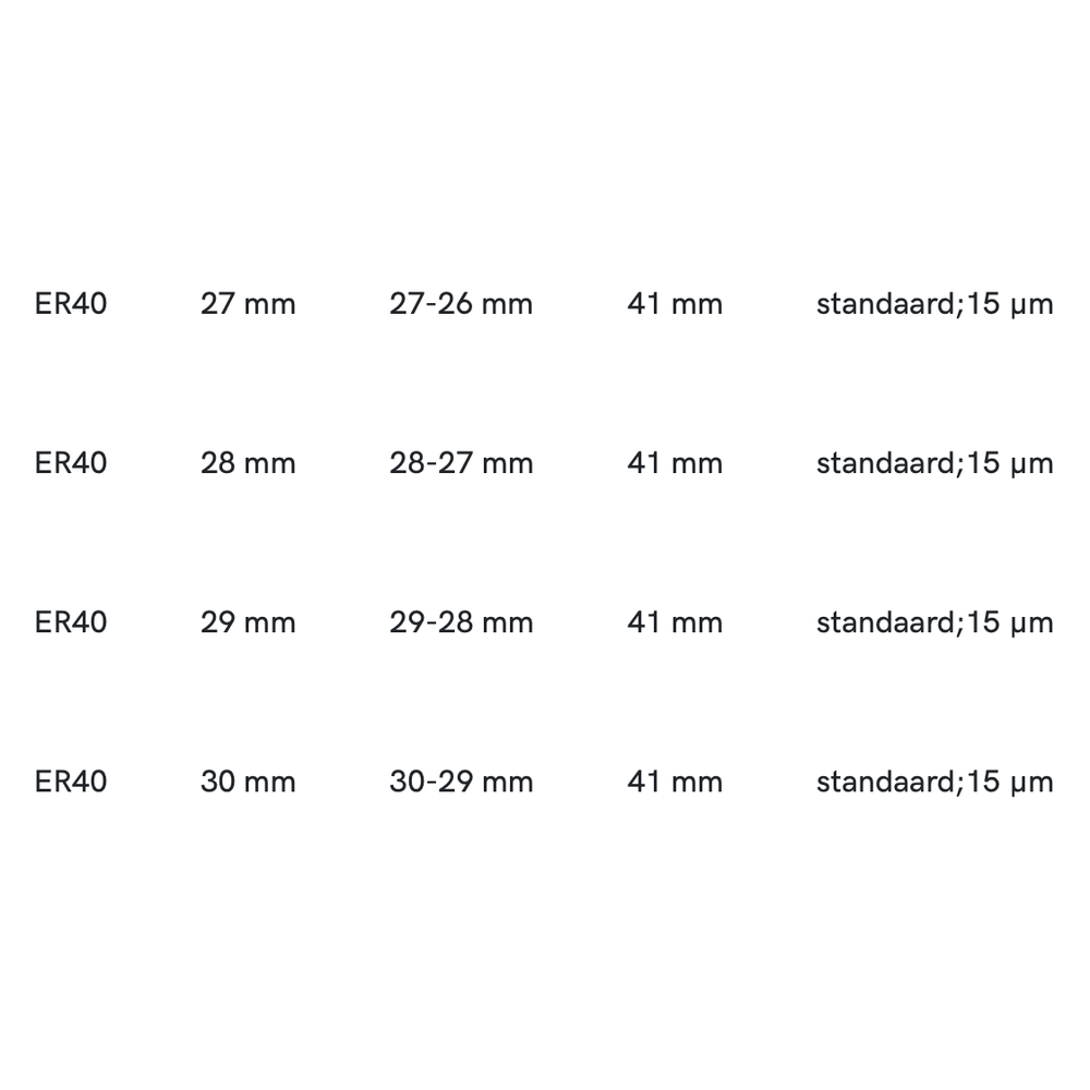 Phantom ISO 15488-B (DIN 6499-B) Spantang ER 40 472E, standaard, 15 µm