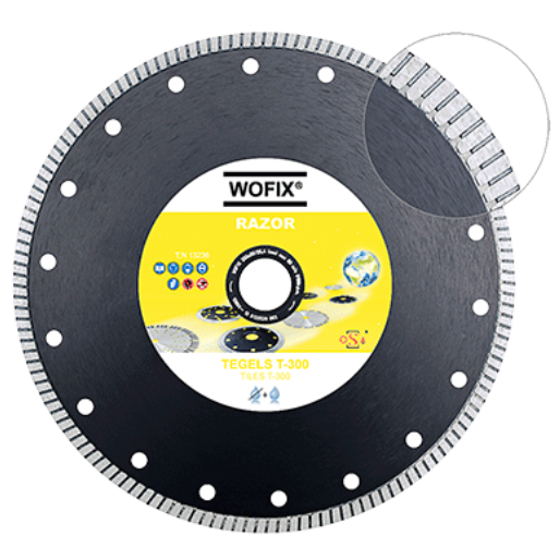 WOFIX Razor T-300 diamantzaagblad voor tegels – dun turbo zaagblad voor snelle en nauwkeurige snedes in keramische tegels