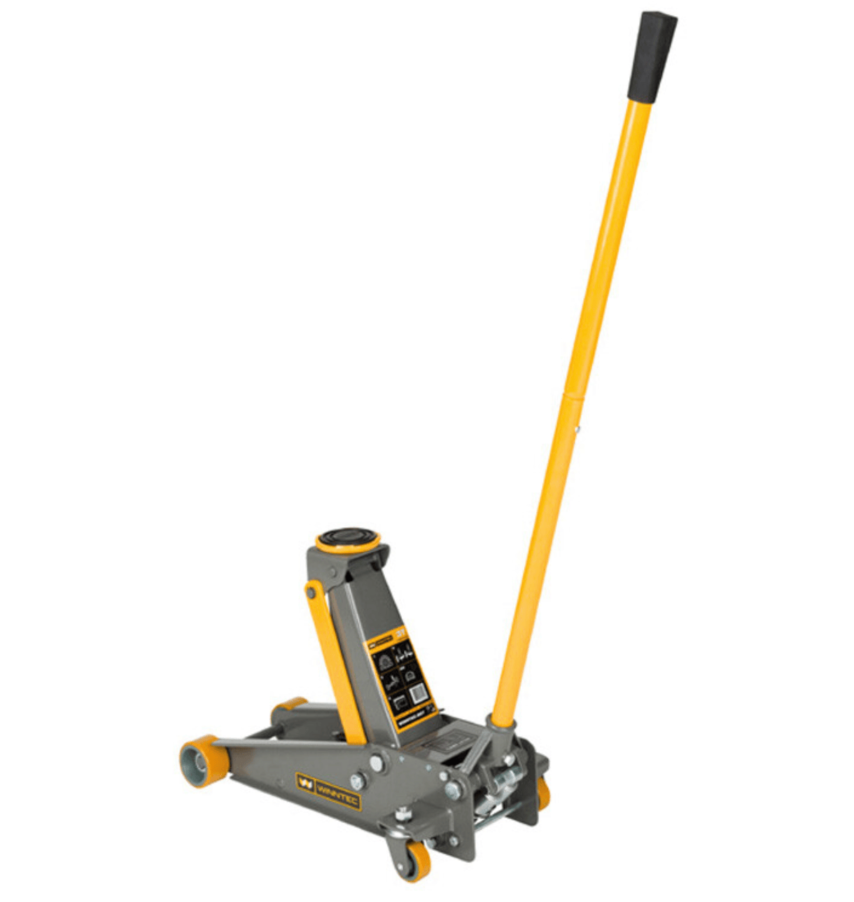 Garagekrik 3 ton turbo lift, PU wielen, voetpedaal