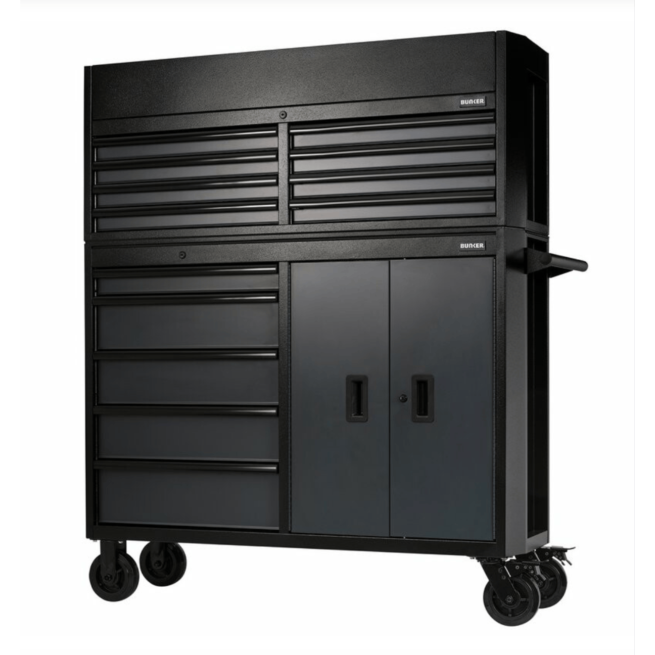 BUNKER Gereedschapswagen met topkoffer, 131cm, grijs