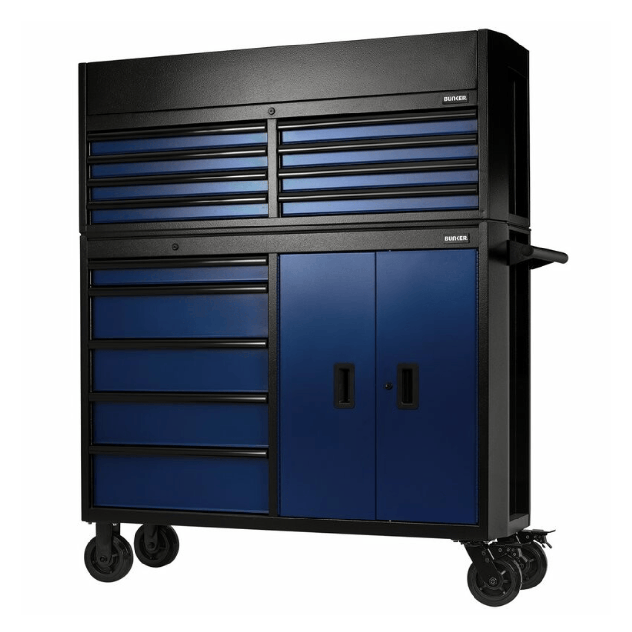 BUNKER Gereedschapswagen met topkoffer – 131 cm – blauw