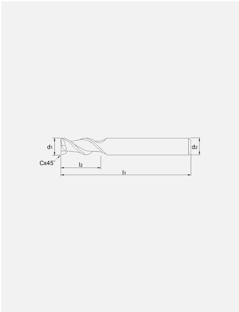 Phantom Volhardmetaal Schachtfrees, 2-snijder lang, Aluminium