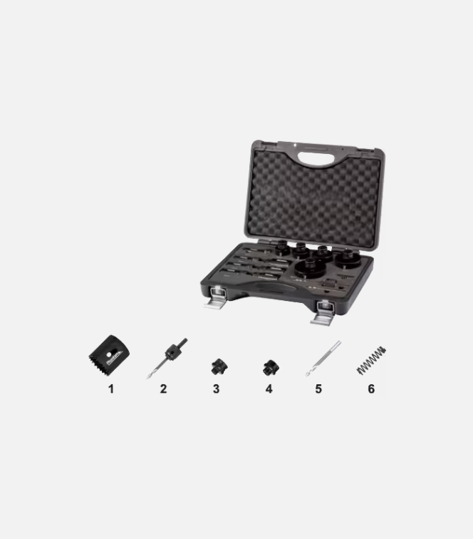 Phantom HSS-Co 8% Bi-Metaal Set Gatzagen voor dunne plaat en buizen 61.110 – met Universele Quick-Change houder en adapters