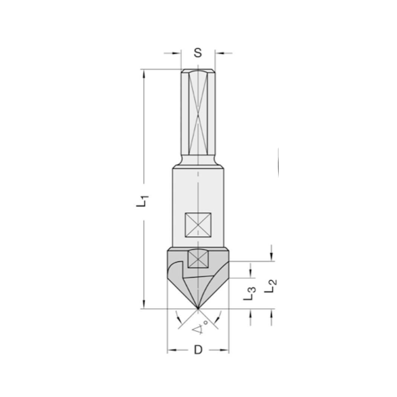 Verzinker 90° D=18x55,5 mm Z=3 links