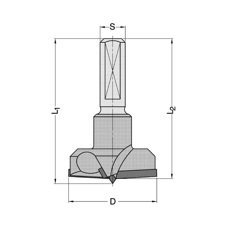 Diamant cilinderkopboor 15x70mm rechts