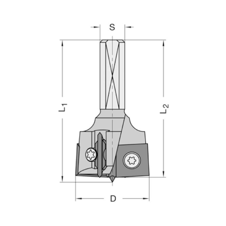 Keermes Cilinderkopboor Z2+2, 30x57,5mm
