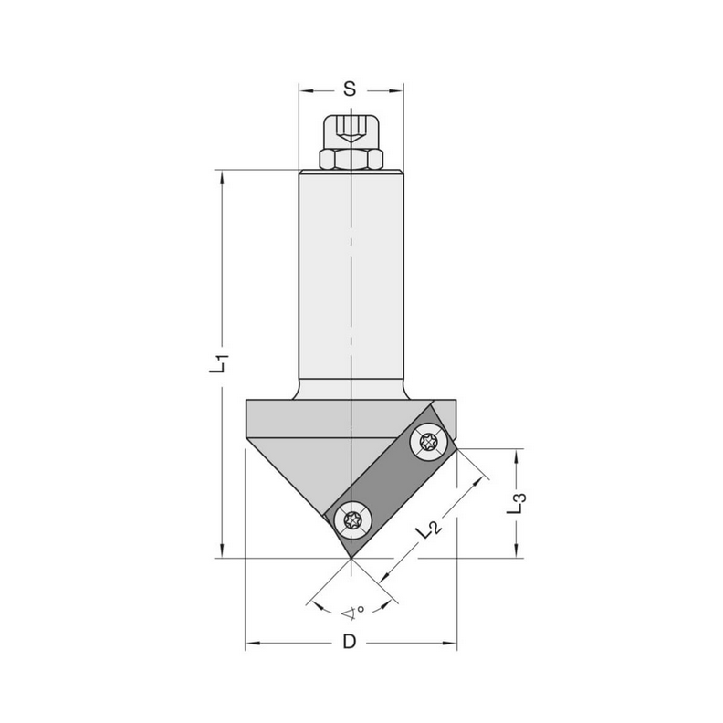 V-groef/fasefrees 90° 50x25x93 mm Z=1