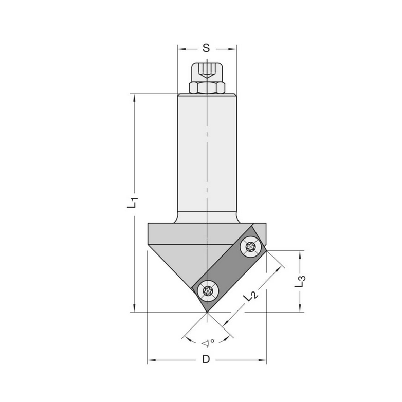 V-groef/fasefrees 45° 43x43x115 Z=1
