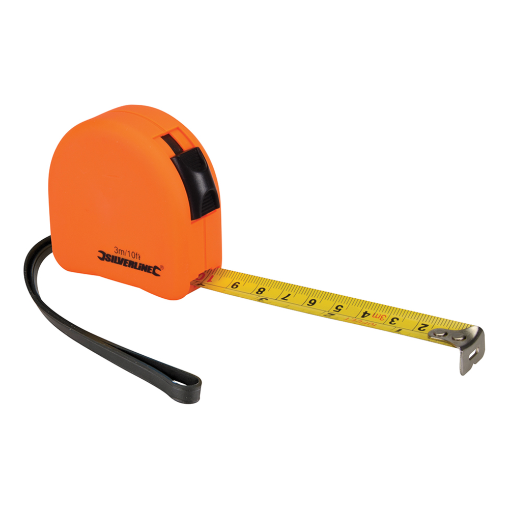 Silverline - Felgekleurde ergonomische rolmaat 8 meter x 25mm