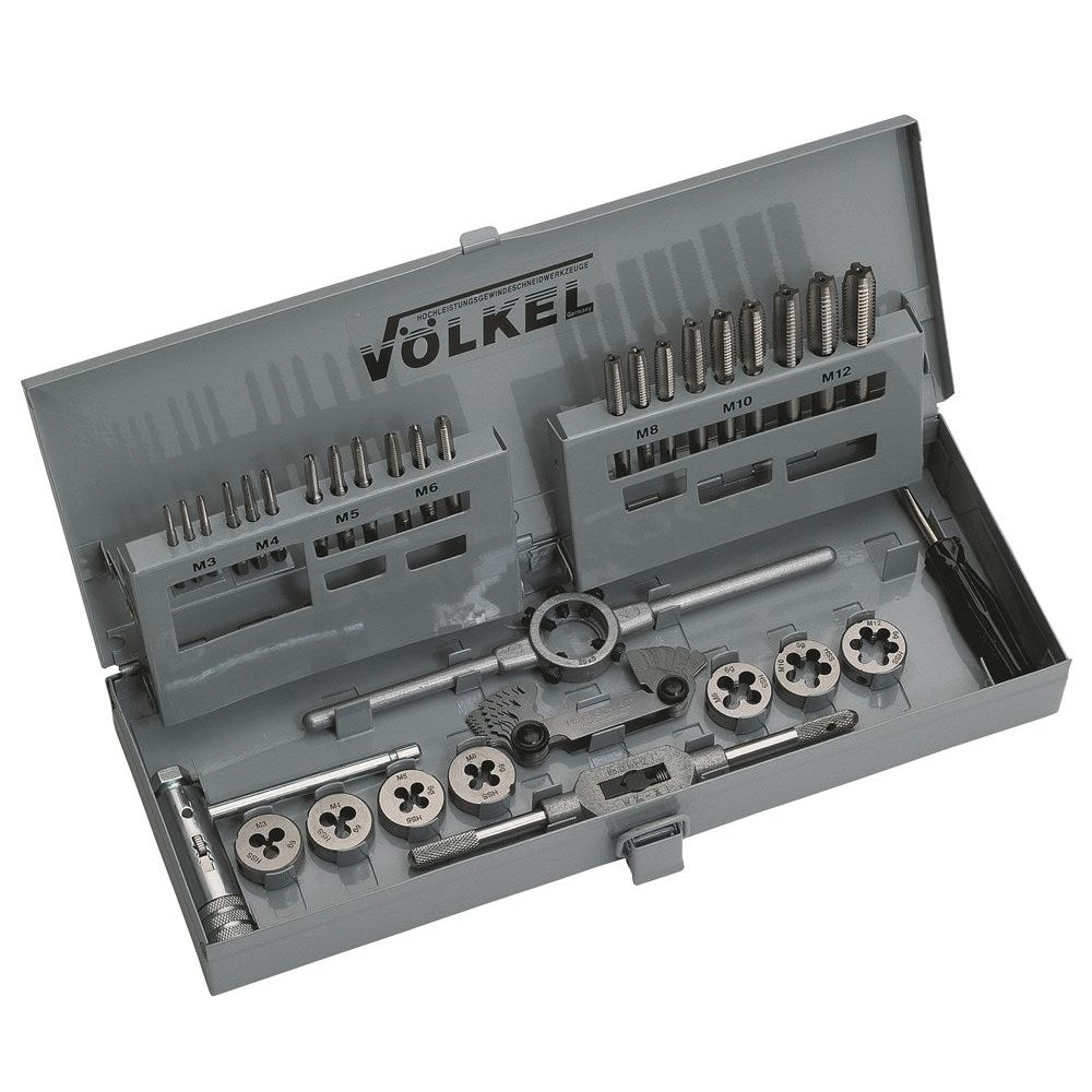 handtap- en snijplaat-set P.V.12, ISO metrisch draad DIN 13, M3 - M12-0