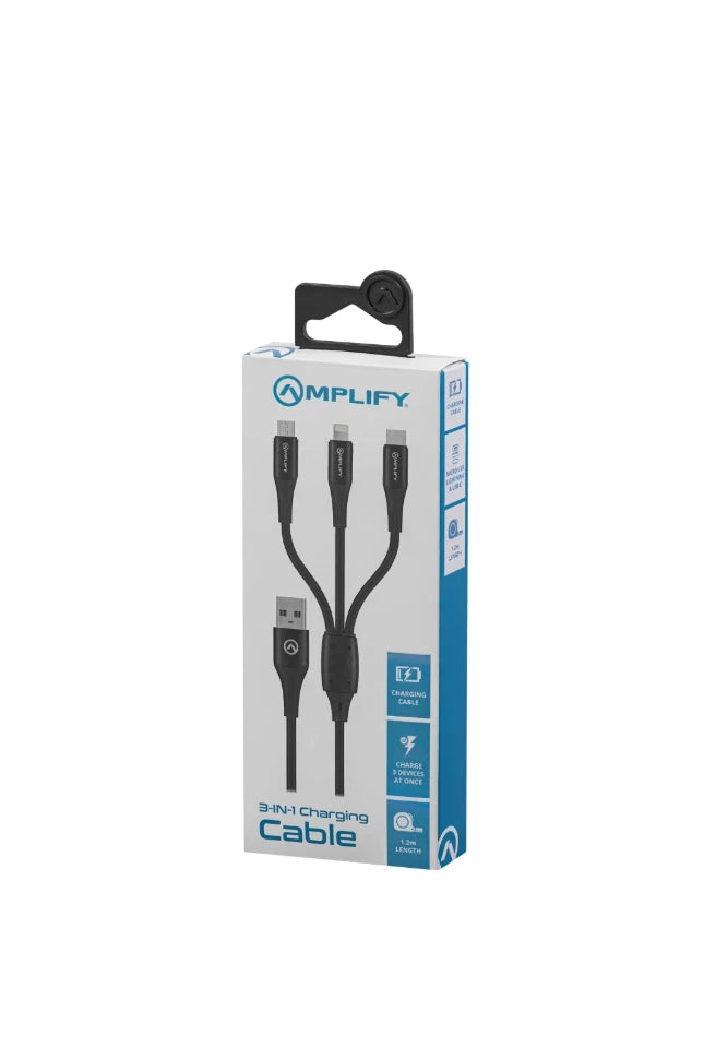 Amplify Oplaadkabel – USB-A → Micro-USB / USB-C / Lightning