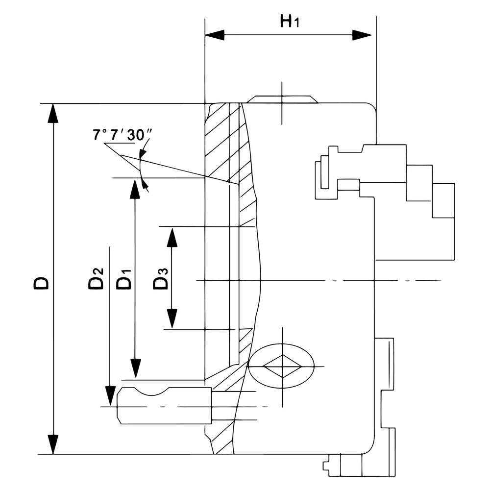 Bernardo 3-Klauwplaat DK11-250-D6, DIN 55029 - afbeelding 2