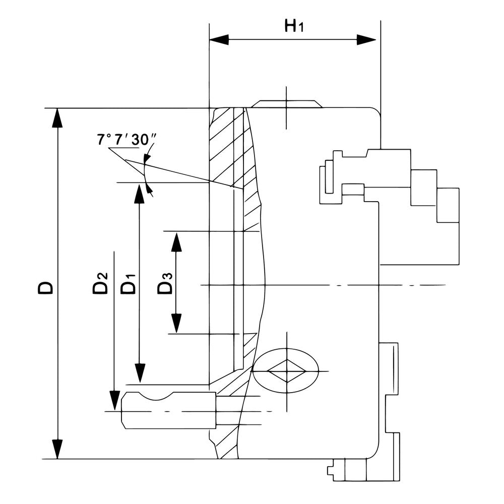 Bernardo 4-Klauwplaat DK12-200-D5, DIN 55029 - afbeelding 2