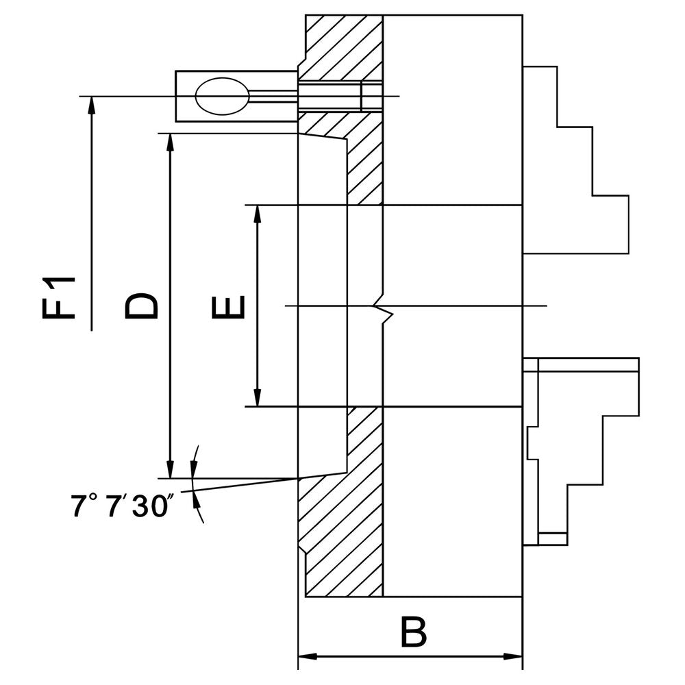 Bernardo 4- Klauwplaat, DIN 55029, PO4-250-D6, Staal - afbeelding 2