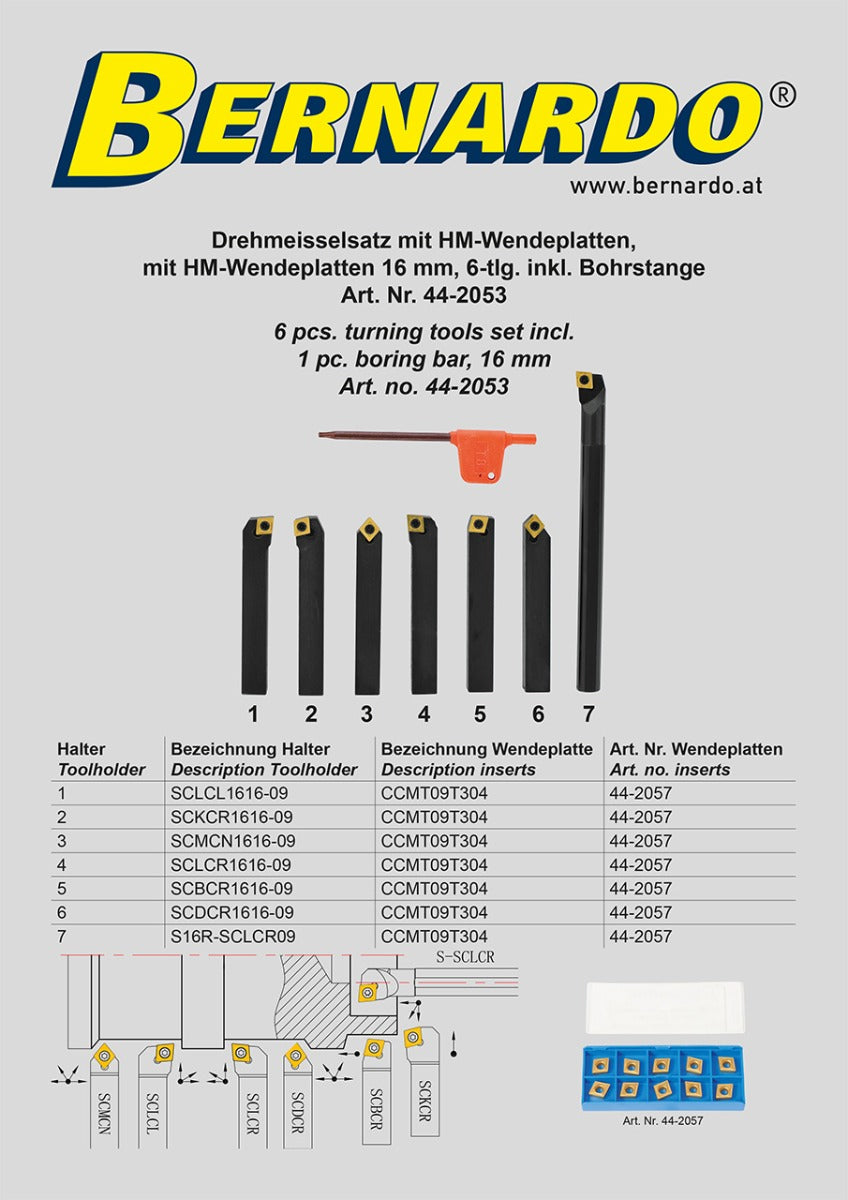 Bernardo Draaibeitelset HM-wisselpaten 6-delig, 16mm - afbeelding 3