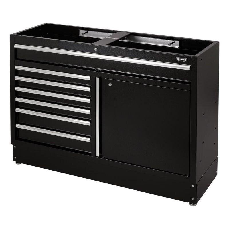 BUNKER Opbergrek met geperforeerde achterwand en 2 vloerkasten, 1500x2210x520mm