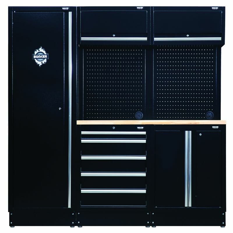 BUNKER 46cm Opbergcombinatie met hardhouten werkblad, 11dlgBunkerMZS Gereedschap