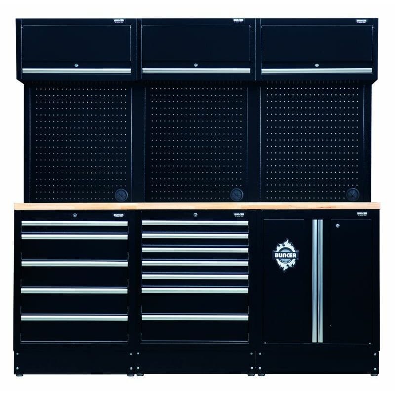 BUNKER 46cm Opbergcombinatie met hardhouten werkblad, 14dlgBunkerMZS Gereedschap