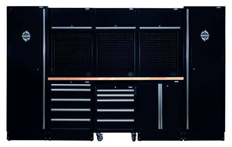 BUNKER 46cm Opbergcombinatie met hardhouten werkblad, 16dlg