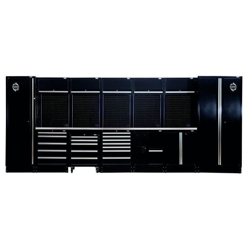 BUNKER 61 cm opbergcombinatie met RVS werkblad – 25 - delig – 492×61×200 cmBunkerMZS Gereedschap