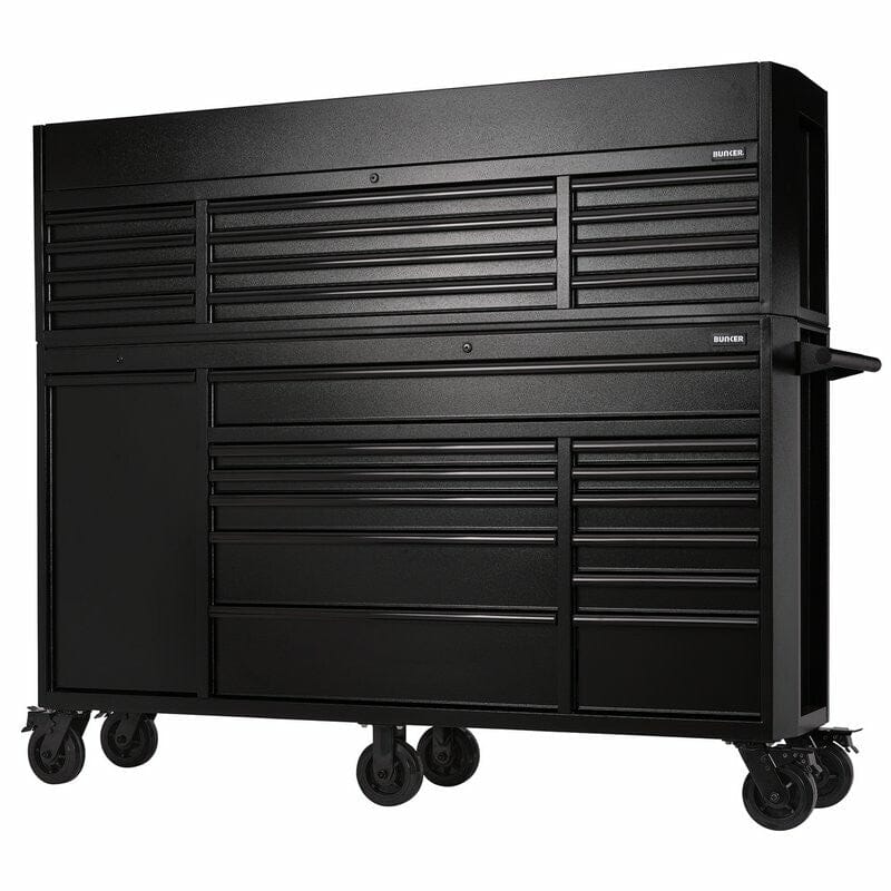 BUNKER Gereedschapswagen met topkoffer – 183 cm (zwart) | 25 ladesBunkerMZS Gereedschap