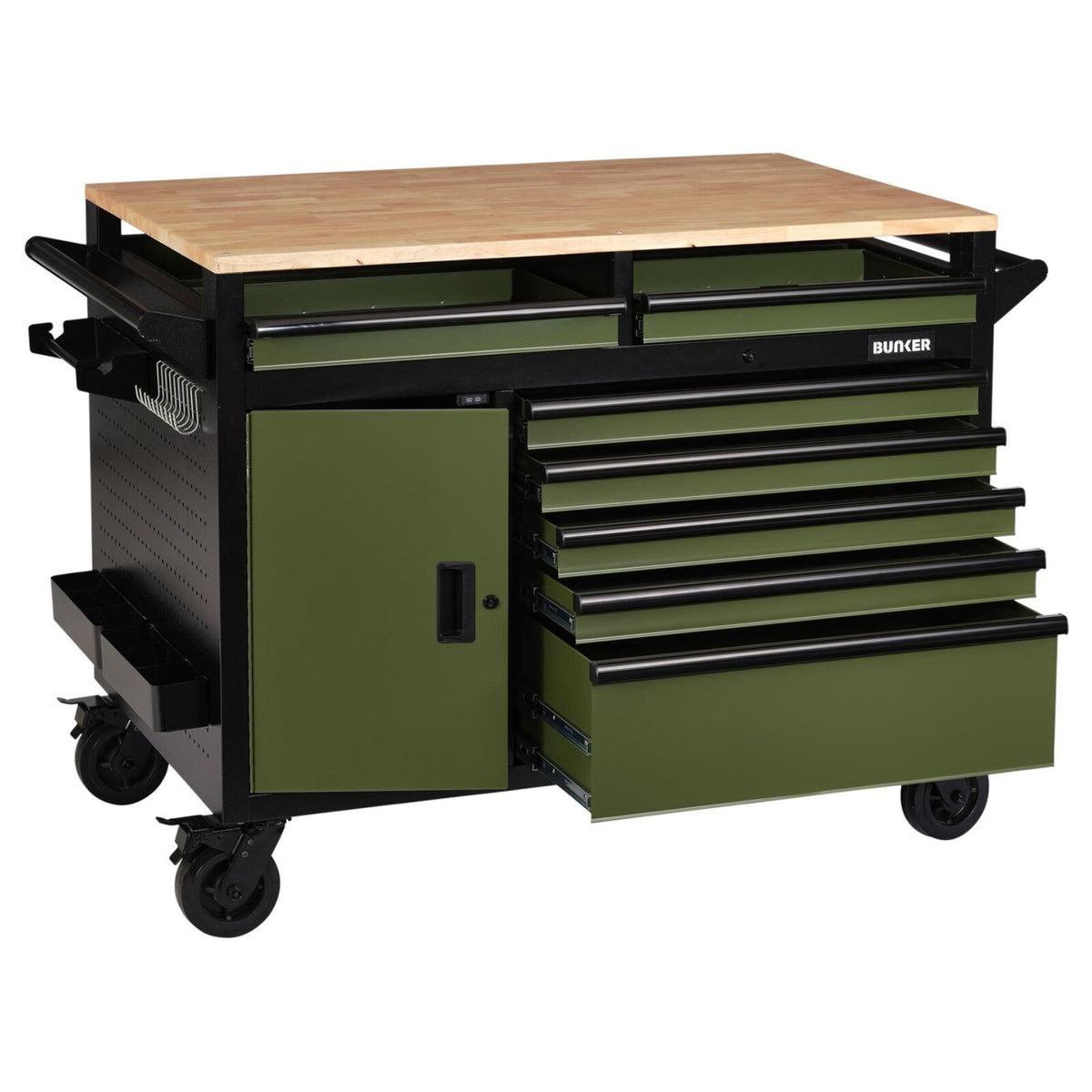 BUNKER Gereedschapswagen/werkbank 122cm, groen