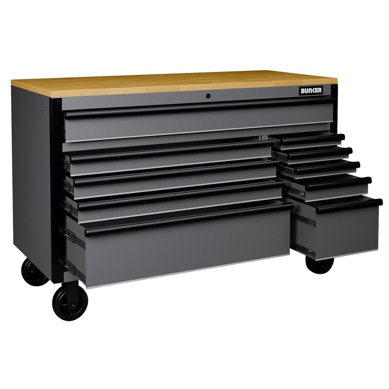 BUNKER Gereedschapswagen/werkbank, 142cm, licht grijs