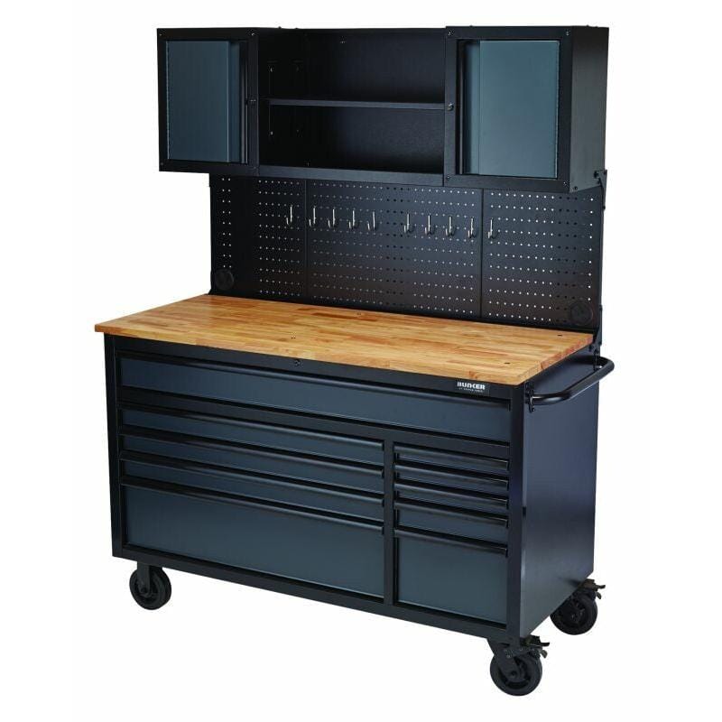 BUNKER Gereedschapswagen/werkbank met achterwand, 142cm, grijs-0