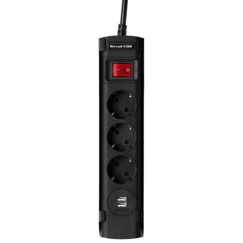 BUNKER magnetische stekkerdoos – 3× 230V + 2× USB - A – 3120W – schakelaar – 1,8 mBunkerMZS Gereedschap