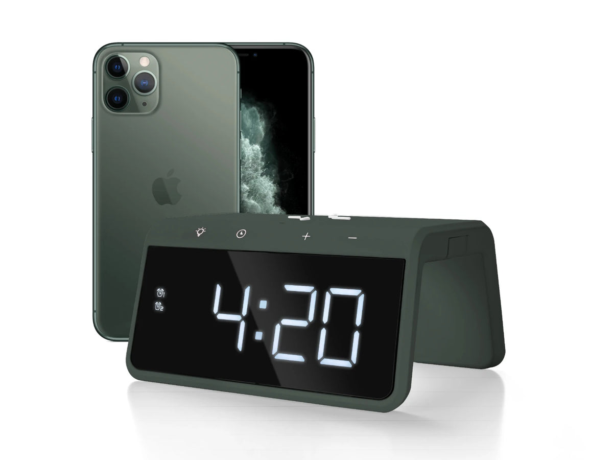 Caliber Digitale Wekker + Draadloze Lader - Groen