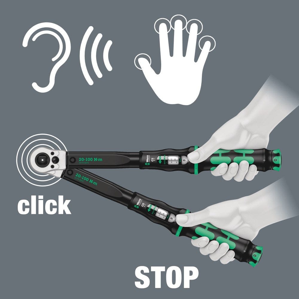 CLICK-TORQUE C 2 PUSH R/L INSTELBARE DRAAIMOMENTSLEUTEL VOOR RECHTSOM EN LINKSOM VASTDRAAIEN, 1/2",-8