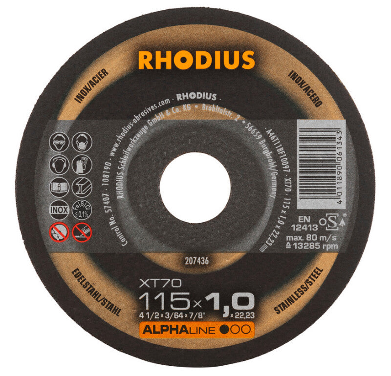 Doorslijpschijf Ø115x1x 22,23mm, blik à 10st