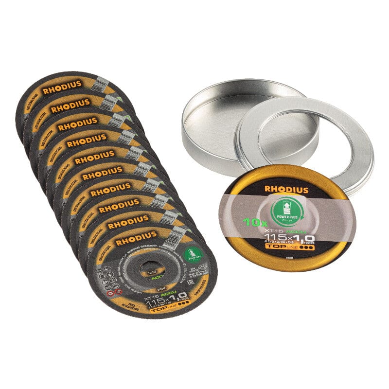 Doorslijpschijf ACCU XT15 Ø115x1x 22,23mm, blik à 10stRhodiusMZS Gereedschap